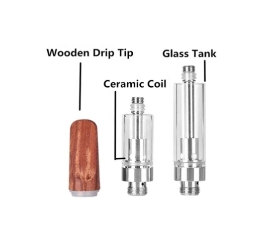 Trip Trip Tip Silver CBD CARTRIDGE, 51 0 สกรูด้ายพิสูจน์การรั่วไหลของเครื่องฉีดน้ำด้วยขดลวดเซรามิก 1.2ohm สำหรับกล่องแบตเตอรี่ Mod & CBD\/ปากกา vape น้ำมันหนา (ทิ้ง, 1.0ml, ไม่มีนิโคติน)
