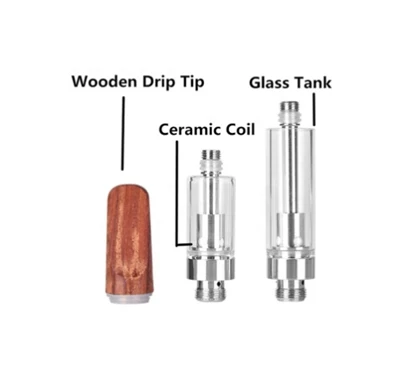 Trip Trip Tip Silver CBD CARTRIDGE, 51 0 สกรูด้ายพิสูจน์การรั่วไหลของเครื่องฉีดน้ำด้วยขดลวดเซรามิก 1.2ohm สำหรับกล่องแบตเตอรี่ Mod & CBD\/ปากกา vape น้ำมันหนา (ทิ้ง, 1.0ml, ไม่มีนิโคติน)